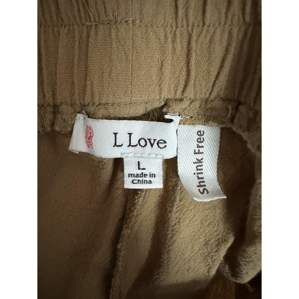 L Love Shorts Womens Large Brown Ruffle Hem Belted Paperbag Waist Casual Summer - Picture 3 of 6